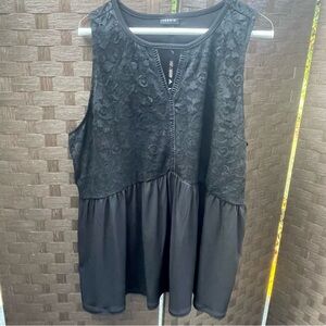 Torrid Black Lace Sleeveless Tunic / Blouse size 1 (14-16)